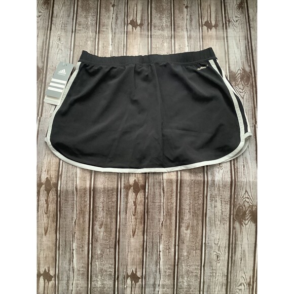 Adidas ClimaLite Size S Running Skirt Skort Marathon  Black 3 strips NWT - Picture 5 of 5